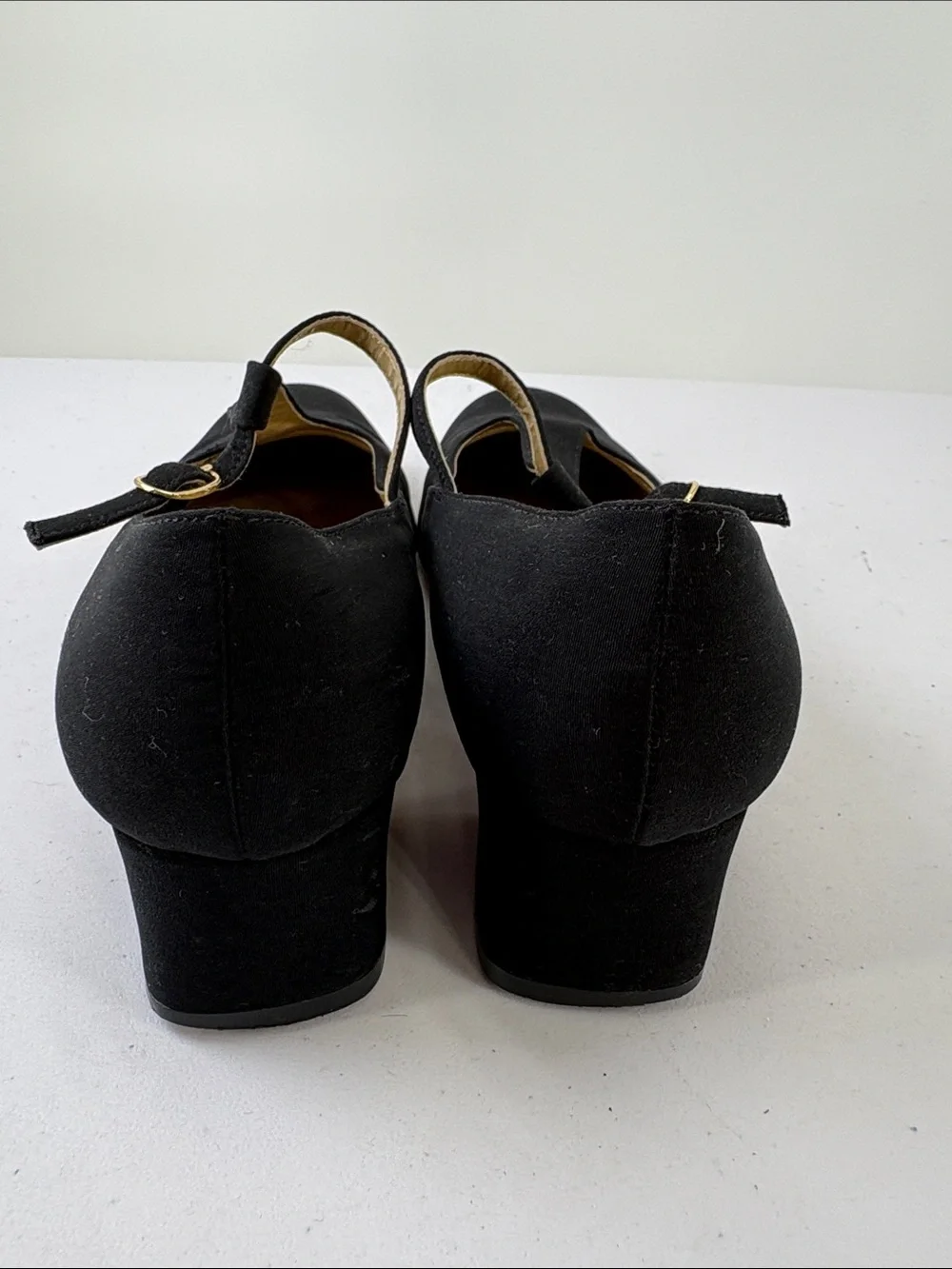 🐨 Nina Doll Black Mary Jane Low Heel Flats with Buckle Strap fabric upper